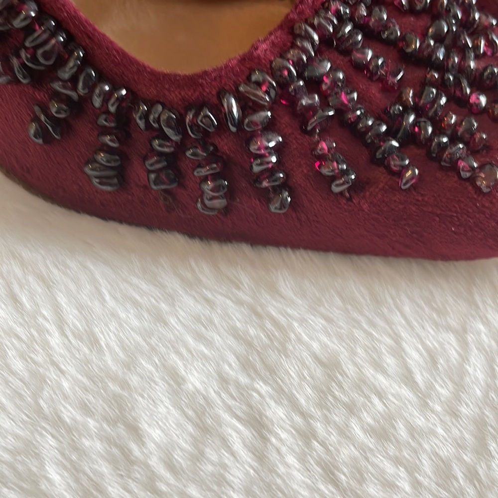 Gucci Tom Ford Era 1990s crushed velvet garnet stone maroon pumps size 9 Y2K - Picture 10 of 15